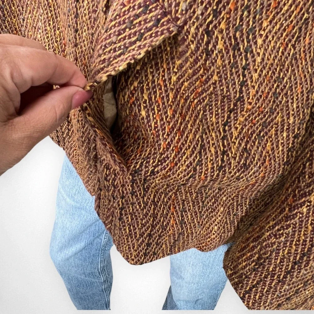Vintage‎ NEWPORT NEWS Tweed Chevron Brown Wool Blend Coat L